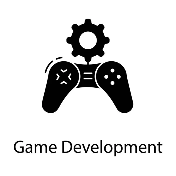 Gamepad Con Concepto Desarrollo Del Juego Engranajes — Vector de stock