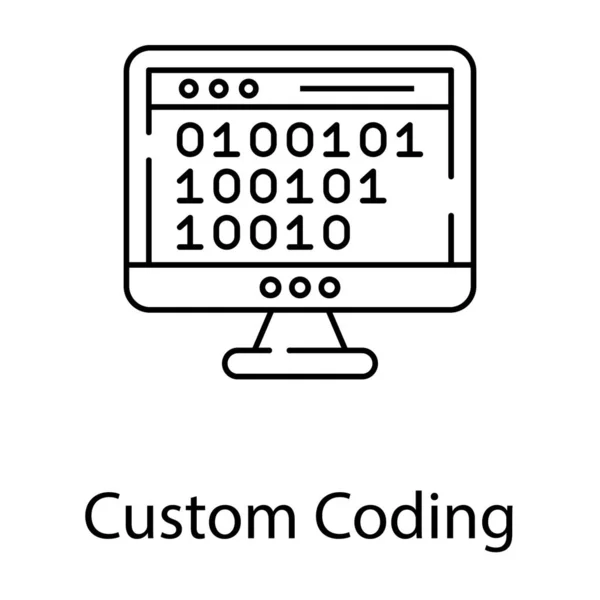 Binary Code Icon Line Design — Stock Vector