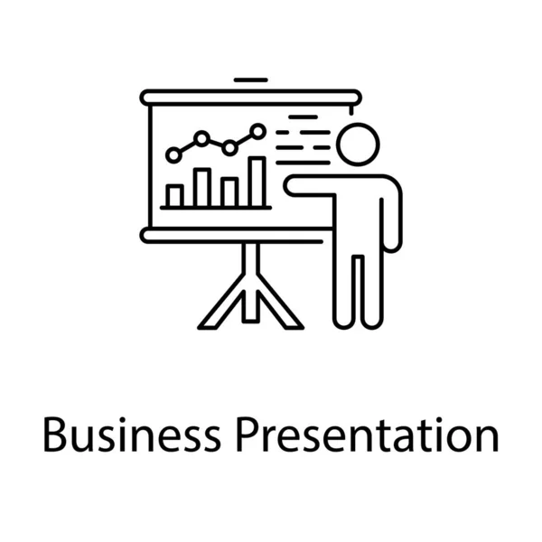 ビジネスプレゼンテーションアイコンの線図 — ストックベクタ