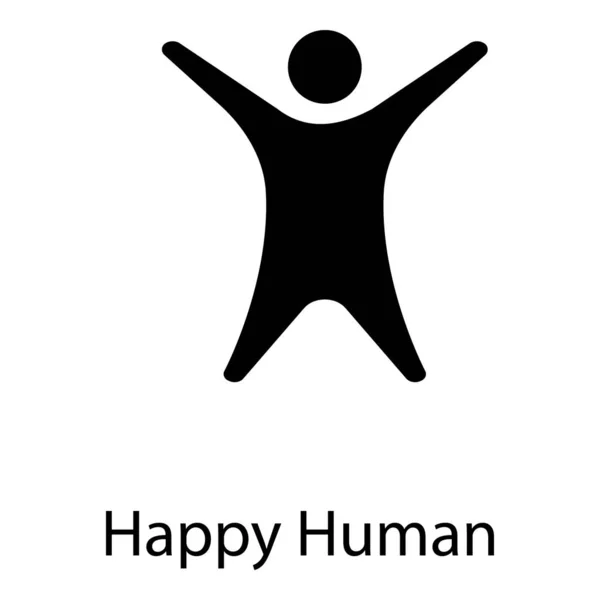 Pria Dengan Tangan Terbuka Menggambarkan Konsep Bahagia Manusia - Stok Vektor