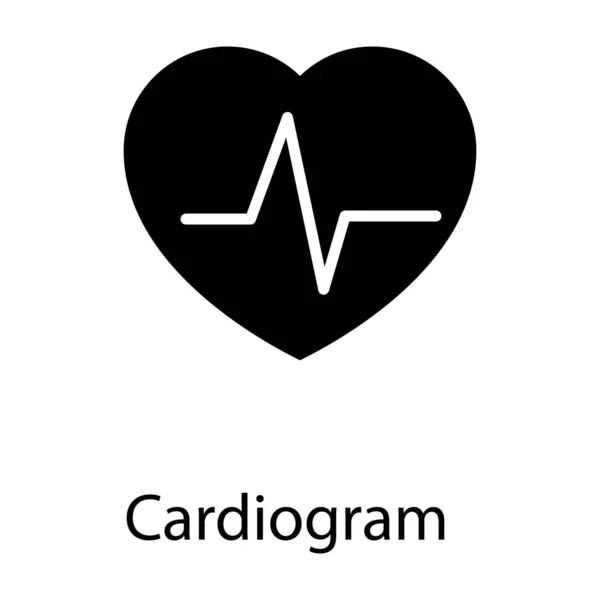 Conception Cardiogramme Solide Isolé Sur Fond Blanc — Image vectorielle