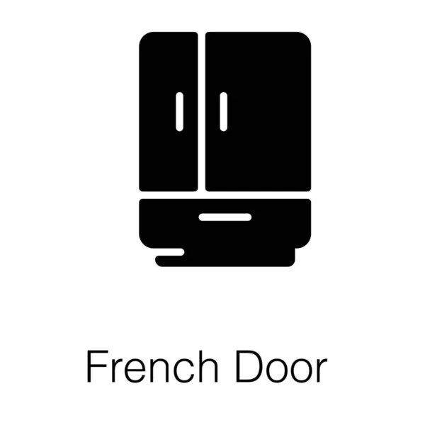 French Door Fridge Solid Icon Vector — Stock Vector