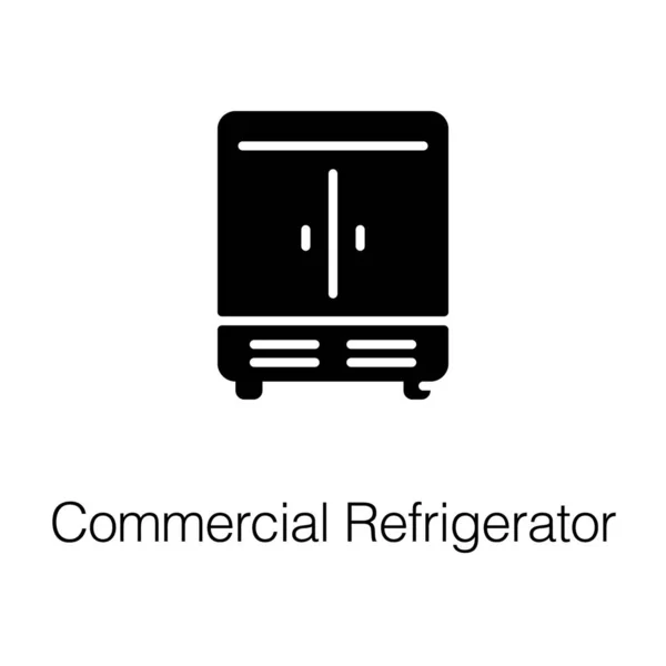 Icono Refrigerador Comercial Diseño Sólido — Vector de stock