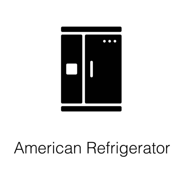 Solid Ikon Amerikansk Kylskåps Design — Stock vektor