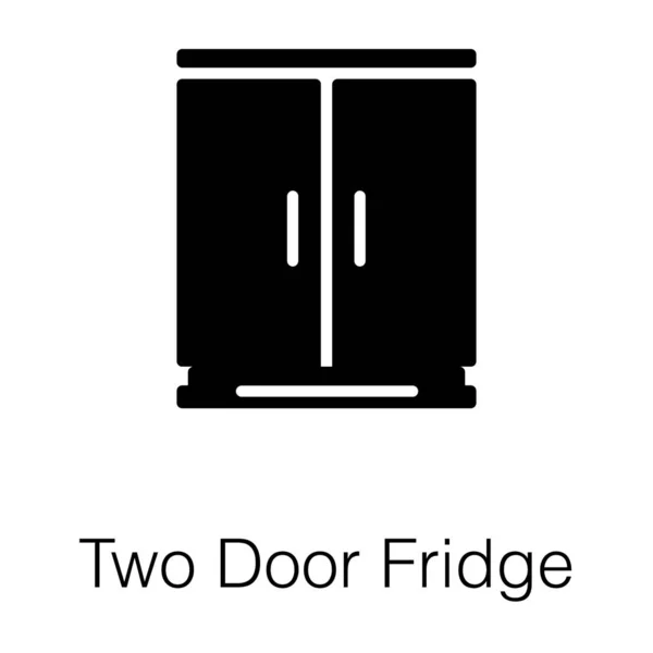 Dua Pintu Desain Ikon Fridge Glyph - Stok Vektor