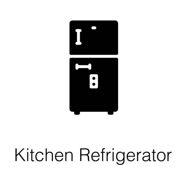 Réfrigérateur Icône Solide Isolé Sur Fond Blanc — Image vectorielle