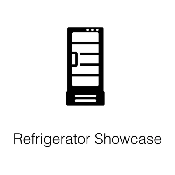 Kühlschrank Vitrine Glyphen Symbol Vektor — Stockvektor