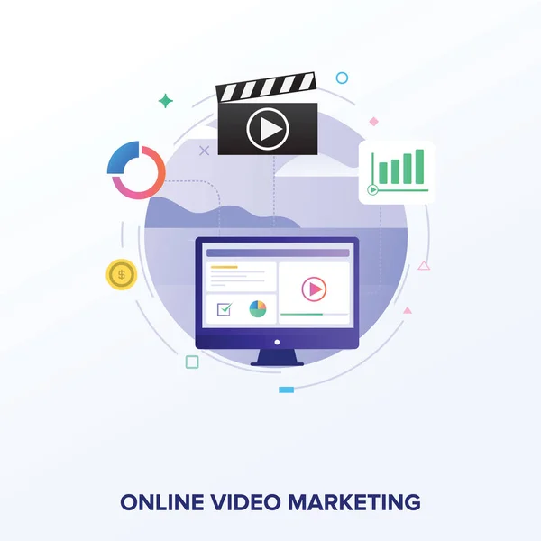 Design Vetor Marketing Vídeo Online — Vetor de Stock