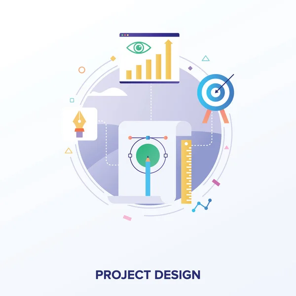 Project Design White Background Illustration — Stock Vector