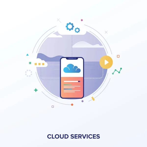 Vecteur Services Cloud Sur Fond Blanc — Image vectorielle