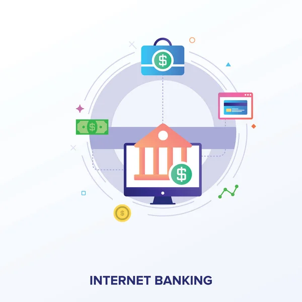 Επίπεδη Σχεδίαση Διανύσματος Internet Banking — Διανυσματικό Αρχείο