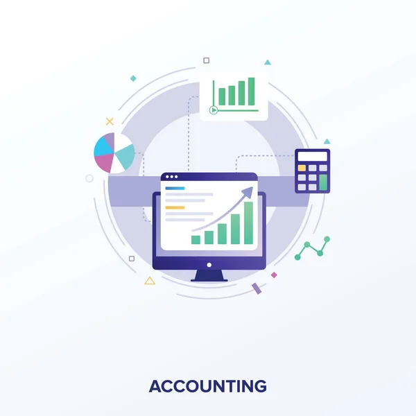 Online Accounting Vector Platte Illustratie — Stockvector