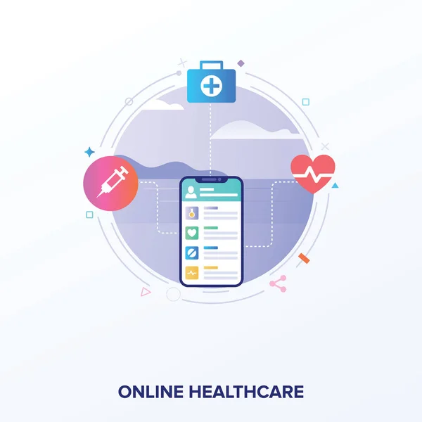 Online Healthcare Vector Illustratie Ontwerp — Stockvector