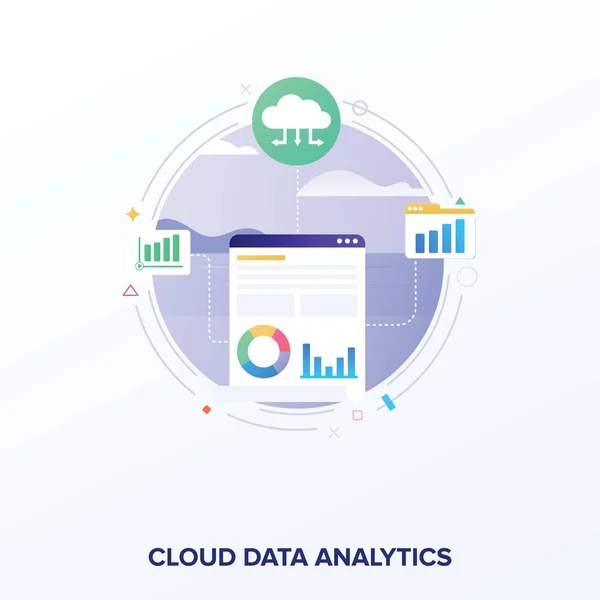 Návrh Vektoru Analytiku Dat Cloud — Stockový vektor