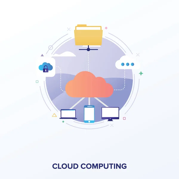 Nube Computación Vector Sobre Fondo Blanco — Vector de stock