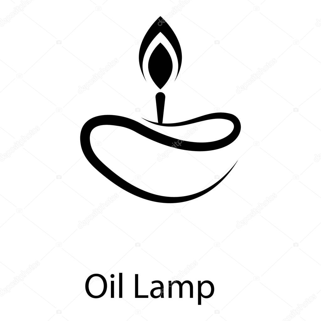 Filled design of oil lamp vector 