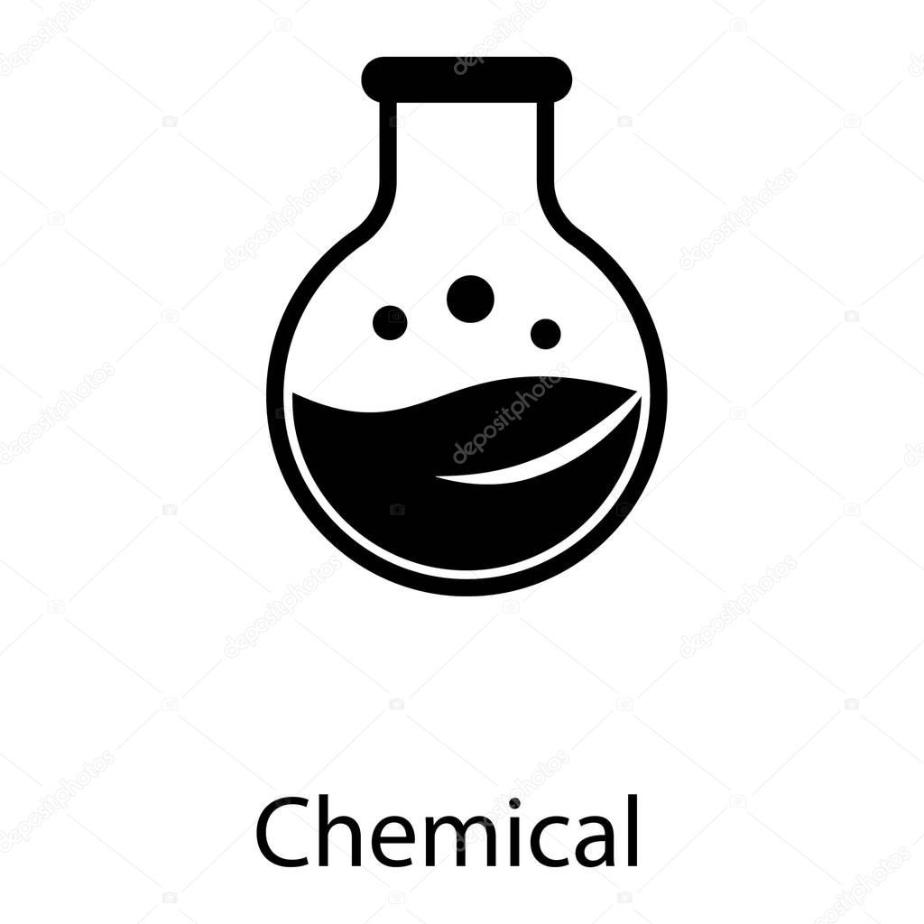 Chemical flask icon in solid design 