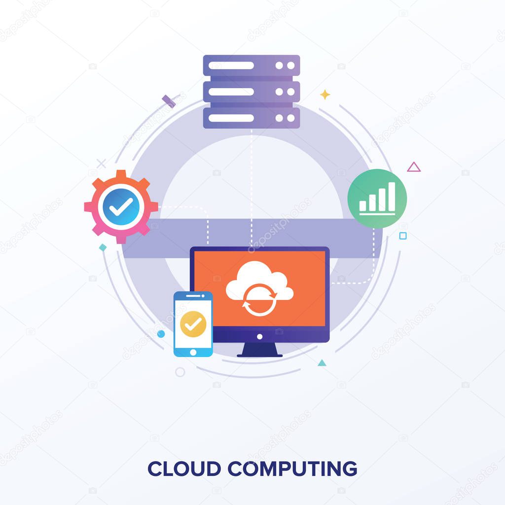 Cloud computing vector on white background 