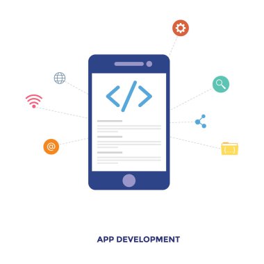 Uygulama geliştirme düz simge vektörü
