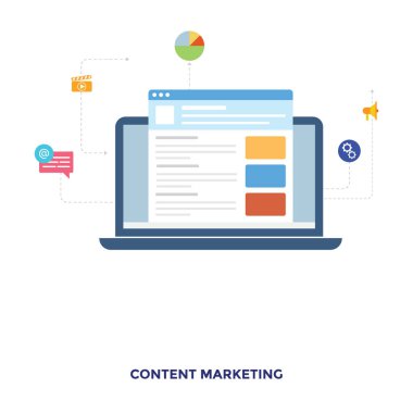 Düz vektörde içerik pazarlama simgesi 