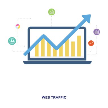Web trafik vektörünün düz simgesi