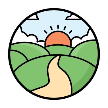 Çiftlik alanları vektör düz tasarım 