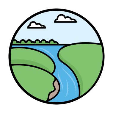 Şelale vektör düz yuvarlak tasarım 