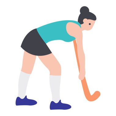 Kadın hokey oyuncusunun düz tasarımı 