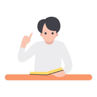 Öğrencinin düz tasarım simgesi el kaldırarak