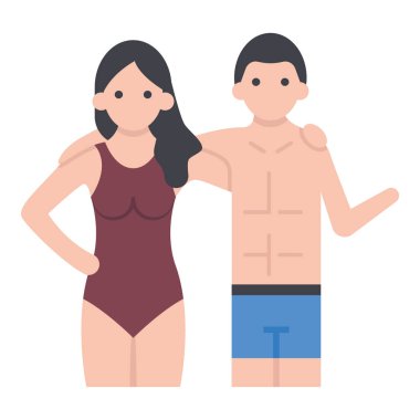 Plaj çift simgesidüz tasarım.