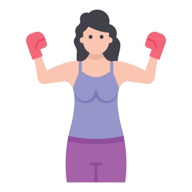 Düz tasarımkadın boksör simgesi.