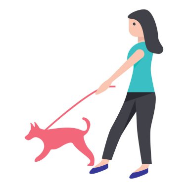 Köpek con düz tasarımlı kız simgesi.