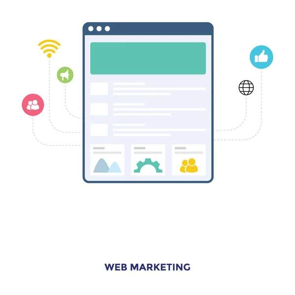 Ícone Plano Web Marketing — Vetor de Stock
