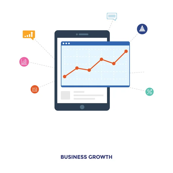 Icône Croissance Des Entreprises Dans Vecteur Plat — Image vectorielle