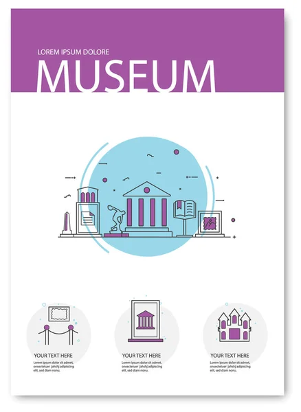Museum Template Design Vibrant Palette White Background Making Attractive Vector — Stock Vector