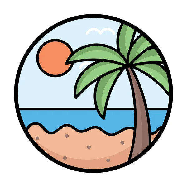 Diseño Vectores Planos Redondeados Junto Playa — Vector de stock