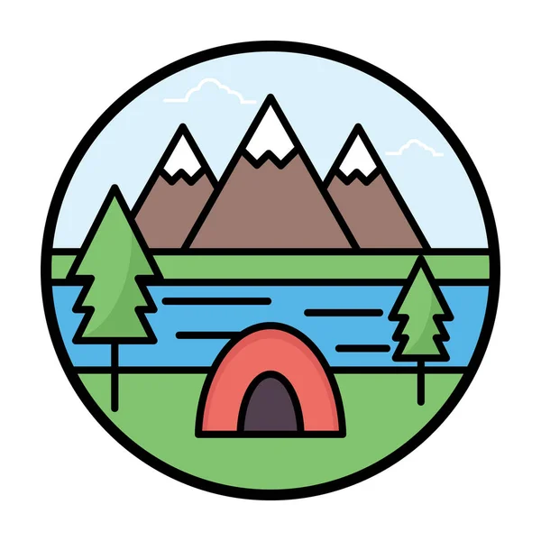 Plat Afgerond Camping Vector Ontwerp — Stockvector