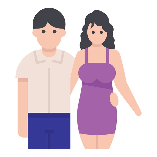 Young Couple Icon Flat Design — Stock Vector