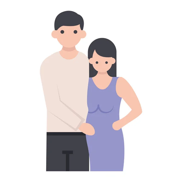 Romantic Couple Icon Flat Design — Stock Vector