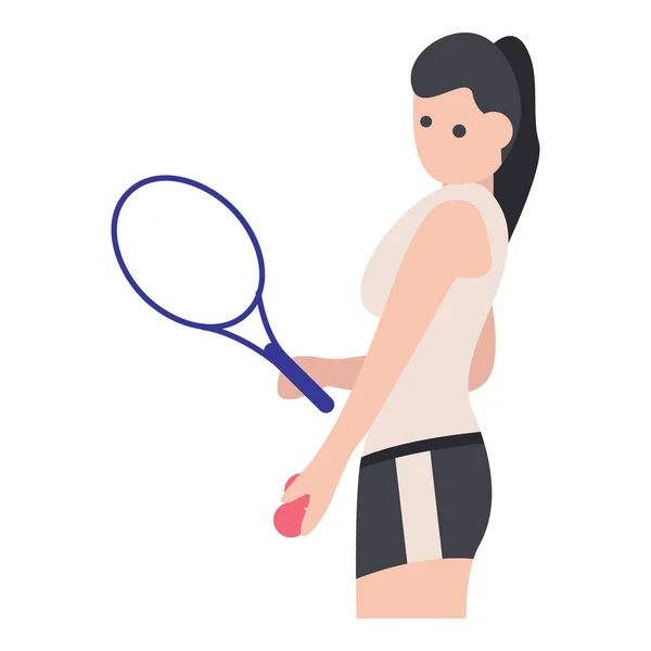 Flaches Design Der Tennisspielerin — Stockvektor