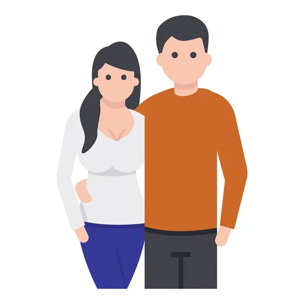 Romantic Couple Icon Flat Design — Stock Vector