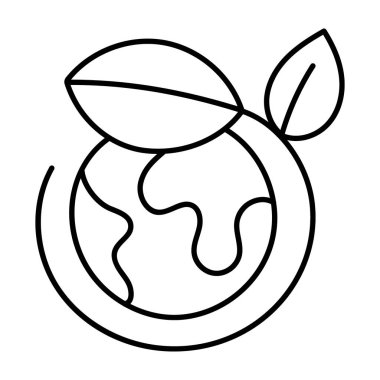 Dünya üzerinde Yapraklar, küresel ekoloji simgesi el çizilmiş tasarım