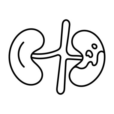 Fasulye şeklinde organ, el çizimli tasarım insan böbrek vektörü.