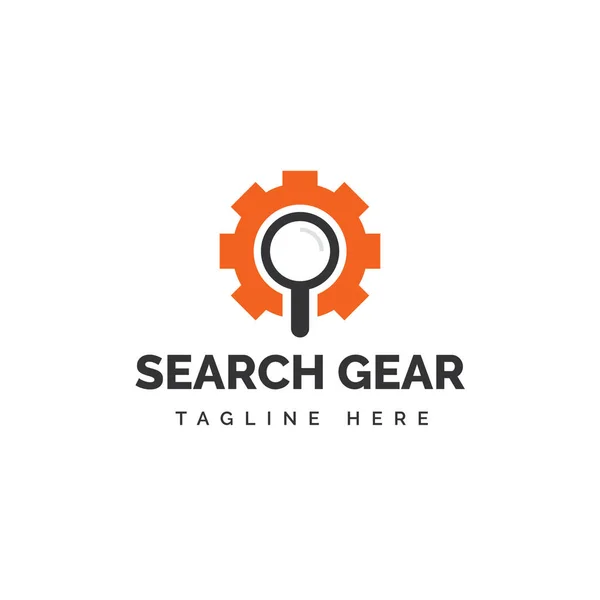 Zoek Gear Logo Vector Ontwerp — Stockvector