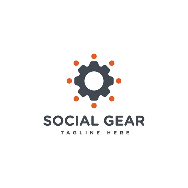 Vector Van Social Gear Logo Ontwerp — Stockvector