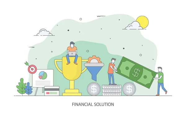 Illustration Plate Conception Solutions Financières — Image vectorielle