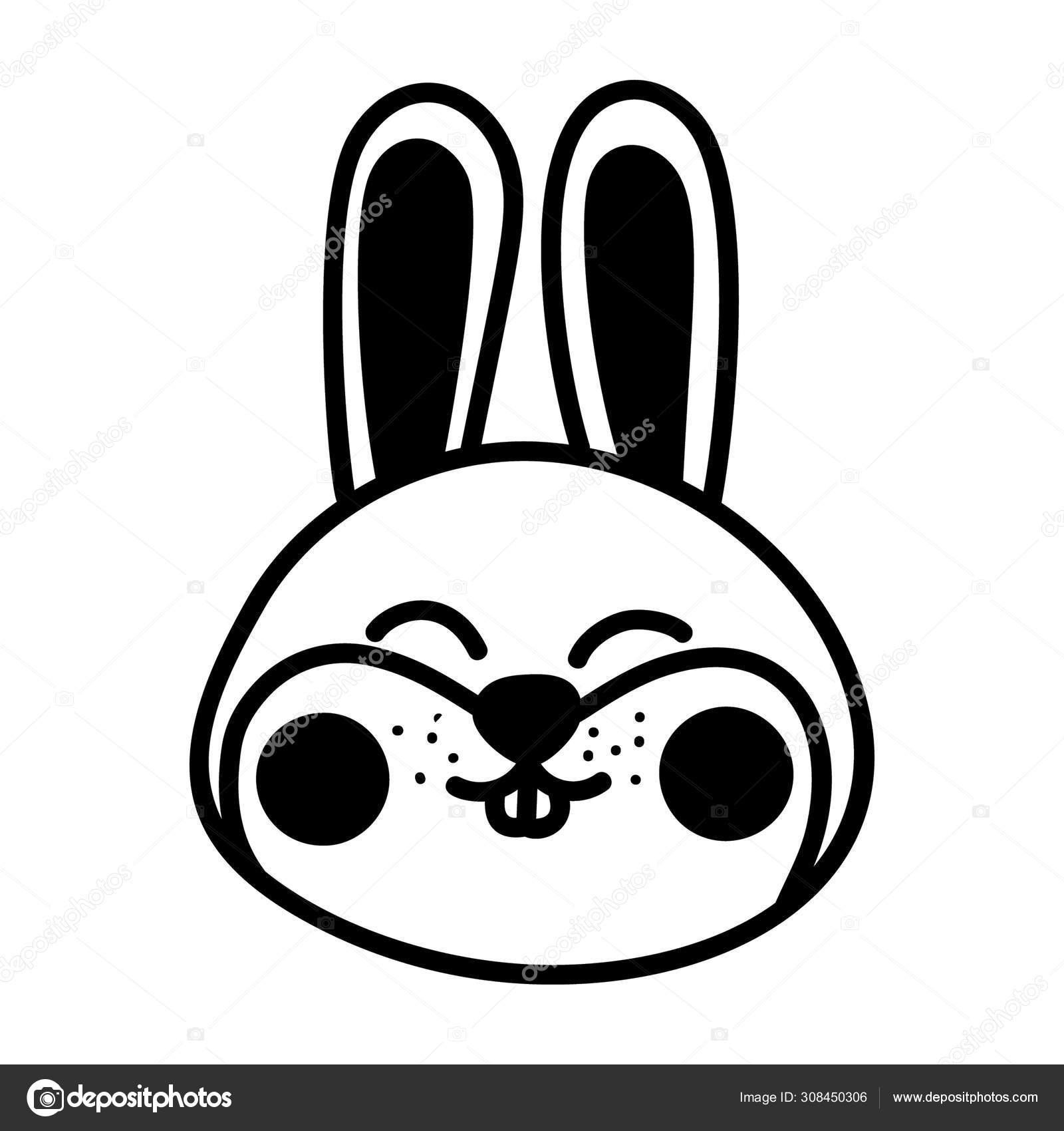 Cute Bunny Face Drawing Isolated White Background Vector Image By C Vectorspoint Vector Stock 308450306