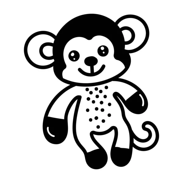 Monkey Cartoon Drawing Icon Vector — Stock Vector