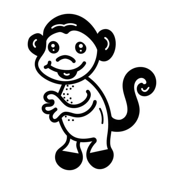 Monkey Cartoon Drawing Icon Vector — Stock Vector