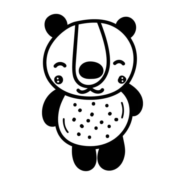 Cute Panda Bear Isolated White Background — Stock Vector